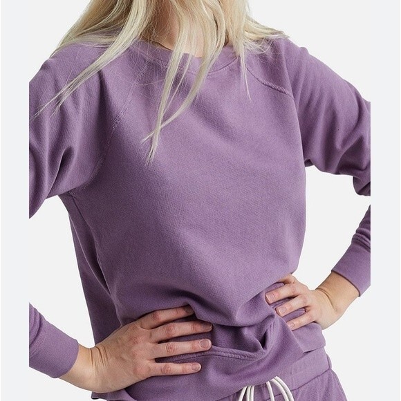 Mate The Label Organic Terry Raglan Sweatshirt Lavender Pullover Soft Stretchy - Picture 1 of 15